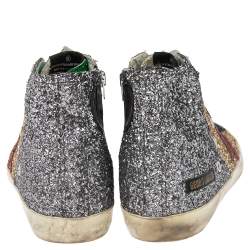 Golden Goose Multicolor Coarse Glitter And Suede High Top Sneakers Size 39