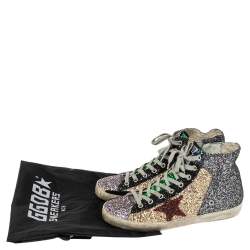 Golden Goose Multicolor Coarse Glitter And Suede High Top Sneakers Size 39