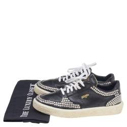Pre Owned Golden Goose Black Leather Studded Low Top Sneakers Size 38