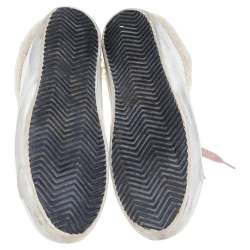 Pre Owned Golden Goose White/Beige Leather And Suede Superstar Sabot Shearling Sneakers Size 38