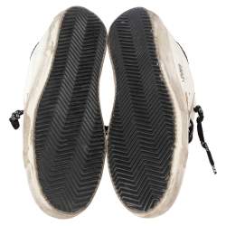 Pre Owned Golden Goose White/Grey Leather And Suede Superstar Low Top Sneakers Size 40