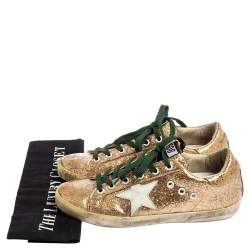 Golden Goose Gold Glitter And PVC Superstar Sneakers Size 38