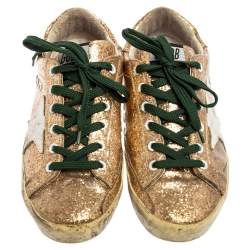 Golden Goose Gold Glitter And PVC Superstar Sneakers Size 38