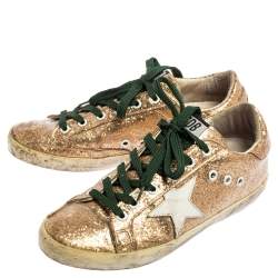 Golden Goose Gold Glitter And PVC Superstar Sneakers Size 38