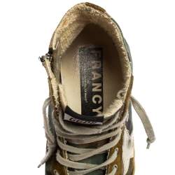 Golden Goose Green Camo Canvas and Suede Mid Star Sneakers Size 42