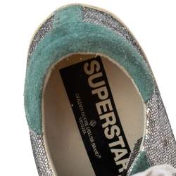 Pre Owned Golden Goose Multicolor Suede And Glitter Super Star Low Top Sneakers Size 39