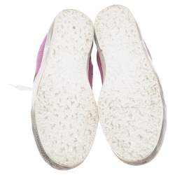 Pre Owned Golden Goose Pink/Red Leather And Suede Super Star Low Top Sneakers Size 38