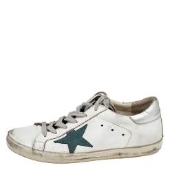 Pre Owned Golden Goose White Leather SuperStar Low Top Sneakers Size 39