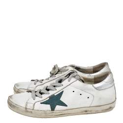 Pre Owned Golden Goose White Leather SuperStar Low Top Sneakers Size 39