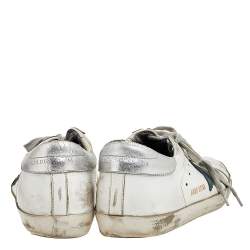 Pre Owned Golden Goose White Leather SuperStar Low Top Sneakers Size 39