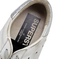 Pre Owned Golden Goose White Leather SuperStar Low Top Sneakers Size 39