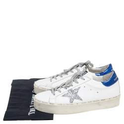 Pre Owned Golden Superstar White/Blue  Leather Low -Top Sneaker Size 37