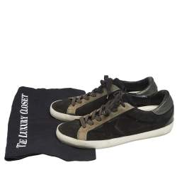 Pre Owned Golden Goose Black/Grey Suede And Leather Super Star Low Top Sneakers Size 37