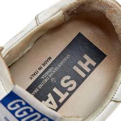 Pre Owned Golden Goose White/Gold Leather Hi Star Low Top Sneakers Size 37