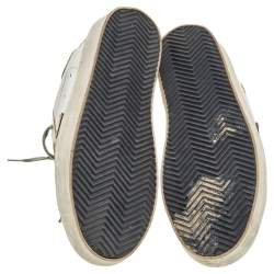 Pre Owned Golden Goose White/Gold Leather Hi Star Low Top Sneakers Size 37