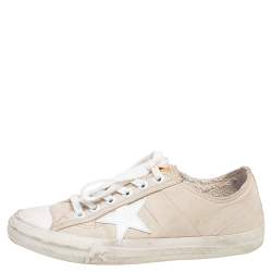 Pre Owned Golden Goose Grey Nubuck Leather SuperStar Low Top Sneakers Size 39