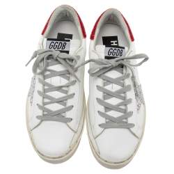Pre Owned Golden Goose White Leather Crystal Embellished Hi Star Low Top Sneakers Size 36