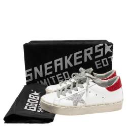 Pre Owned Golden Goose White Leather Crystal Embellished Hi Star Low Top Sneakers Size 36