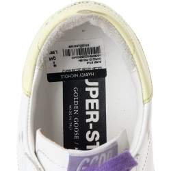 Pre Owned Golden Goose White Leather Superstar Glitter Embellished Low Top Sneakers Size 38