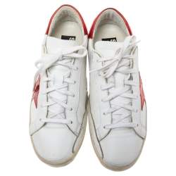 Pre Owned Golden Goose White Leather Embellished Star Low Top Sneakers Size 39