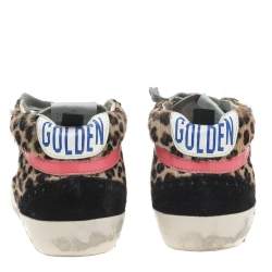 Pre Owned Golden Goose Black/Beige Calf Hair And Suede Mid Star Sneakers Size 36