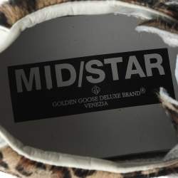 Pre Owned Golden Goose Black/Beige Calf Hair And Suede Mid Star Sneakers Size 36