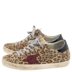 Pre Owned Golden Goose Beige Patent Leather And Suede Superstar Sneakers Size 36