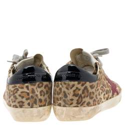 Pre Owned Golden Goose Beige Patent Leather And Suede Superstar Sneakers Size 36