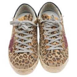 Pre Owned Golden Goose Beige Patent Leather And Suede Superstar Sneakers Size 36