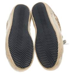 Pre Owned Golden Goose Beige Patent Leather And Suede Superstar Sneakers Size 36