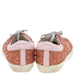 Pre Owned Golden Goose Orange/Pink Rubber And Leather Super Star Sneakers Size 36