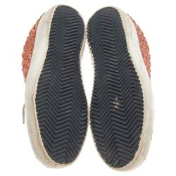 Pre Owned Golden Goose Orange/Pink Rubber And Leather Super Star Sneakers Size 36