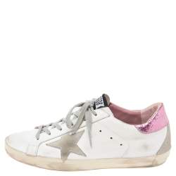 Pre Owned Golden Goose White Leather Superstar Sneakers Size 39