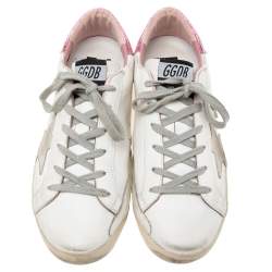 Pre Owned Golden Goose White Leather Superstar Sneakers Size 39