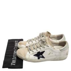 Pre Owned Golden Goose White Leather And Suede Hi Star Low Top Sneakers Size 39