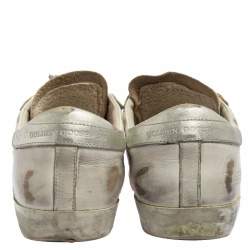 Pre Owned Golden Goose White Leather And Suede Hi Star Low Top Sneakers Size 39