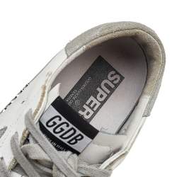 Pre Owned Golden Goose White/Grey Leather and Suede Superstar Sneakers Size 38
