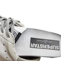 Pre Owned Golden Goose White/Grey Leather and Suede Superstar Sneakers Size 38