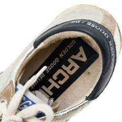 Pre Owned Golden Goose Metallic Silver Leather And Suede Archive Low Top Sneakers Size 36