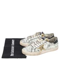 Golden Goose White/Black Crackled Leather Superstar Low-Top Sneakers Size 39