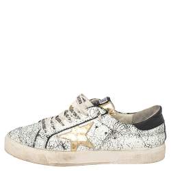 Golden Goose White/Black Crackled Leather Superstar Low-Top Sneakers Size 39
