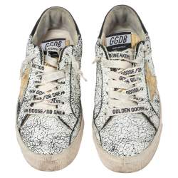 Golden Goose White/Black Crackled Leather Superstar Low-Top Sneakers Size 39