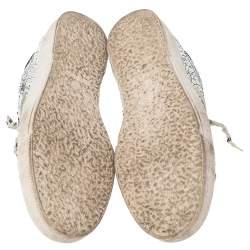 Golden Goose White/Black Crackled Leather Superstar Low-Top Sneakers Size 39