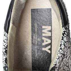 Golden Goose White/Black Crackled Leather Superstar Low-Top Sneakers Size 39
