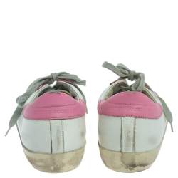 Golden Goose White And Pink Leather Star Applique Low Top Sneakers Size 37