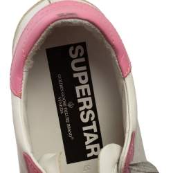 Golden Goose White And Pink Leather Star Applique Low Top Sneakers Size 37