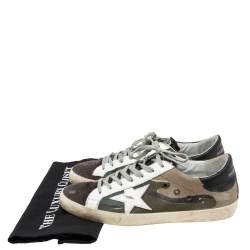 Pre Owned Golden Goose Multicolor  Camouflage Canvas and Suede Superstar Sneakers Size 43