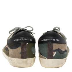 Pre Owned Golden Goose Multicolor  Camouflage Canvas and Suede Superstar Sneakers Size 43