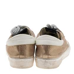 Pre Owned Golden Goose Metallic Gold Crinkled Leather May Low Top Sneakers Size 39