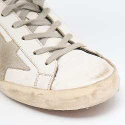Golden Goose White/Grey Leather And Suede Superstar Low Top Sneakers Size 38